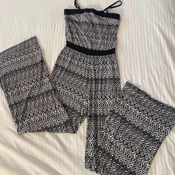 Monteau Pants - Monteau black & white jumpsuit